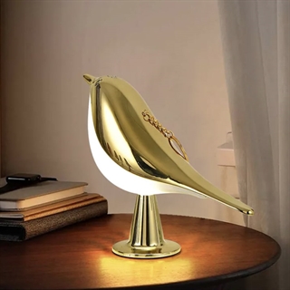Fugl med LED-lys - Bordlampe - Guldfarvet